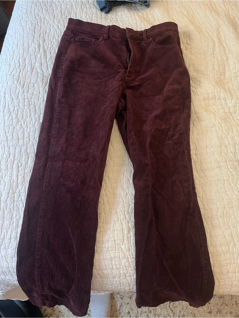 LOFT Women's Wide-Leg Corduroy Jeans in Deep Burgundy